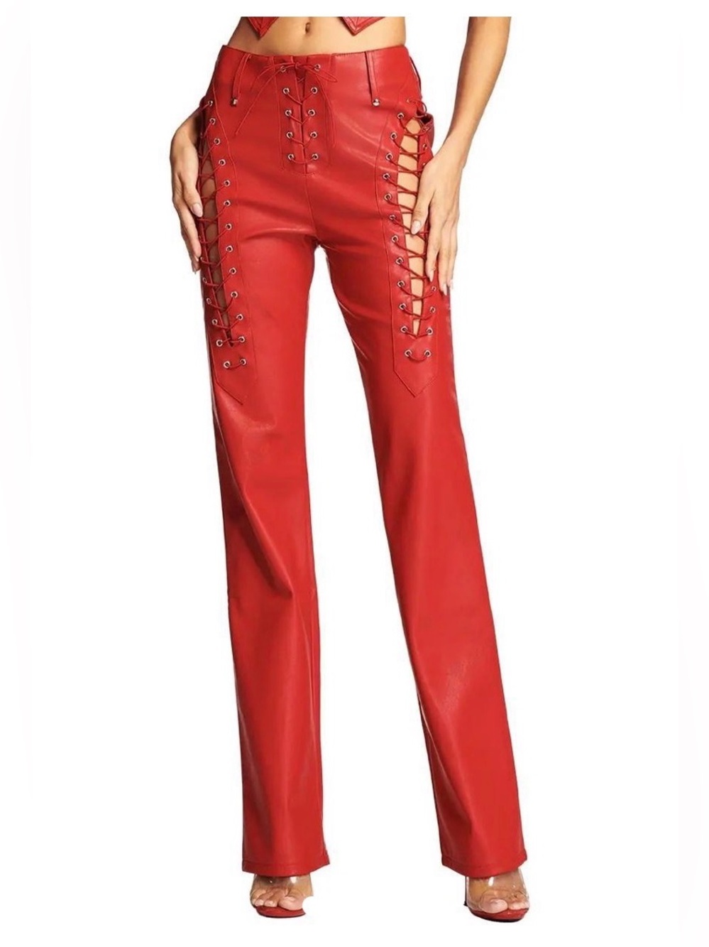 I.AM.GIA Red Faux Leather Straight-Leg Xenia Pants